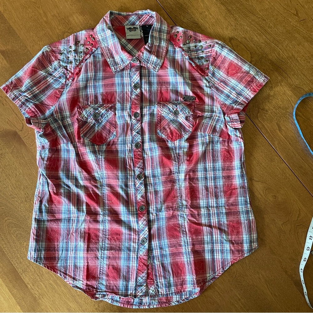 Harley Davidson Red White Blue Shirt